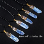 1vnt Retro natūralaus akmens pakabukas karoliai, netaisyklingos mėlynos spalvos kianito pakabukai su grandinėlėmis moterims, vyrams, kasdieniai dėvėti papuo&scaron;alai, &scaron;ventinės dovanos 40&times;10 mm 1Pc/40x10mm mėlyna