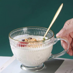 Nordic Style Retro Relief saulėgrąžų stiklinis kavos puodelis pieno puodelis pusryčių puodelis didelės talpos 1-2 vnt.