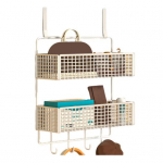 Durų organizatorius, laikymo lentyna su kabliukais, tvirta konstrukcija, tinklelio dizainas, lengvai surenkamas Small Dual Layer juoda