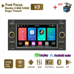 Automobilių radijo multimedijos grotuvas skirtas Ford Focus 2007 Mondeo S-max C MAX Kuga Galaxy Fiesta Transit Fusion 2 Din Android Carplay GPS Autoradio 2+64GB 2+32GB juoda
