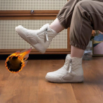 Sniego batai Moteri&scaron;ki žieminiai aulinukai Moteri&scaron;ki &scaron;ilti kailiniai bateliai storinantys batai su užtrauktuku Plok&scaron;ti sportbačiai lauke 35 chaki