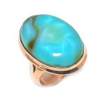 Natural Republic Larimar Gemstone Handmade Copper Jewelry Ring Size 8.5 k2i98