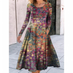 HNXC moterų mados rudens žiemos laisvalaikio suknelės ilgomis rankovėmis su i&scaron;kirpte XL