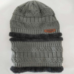 Koralų vilna Balaclava žiemos kepurė Beanies Unisex kepurės &Scaron;aliko rinkinys &Scaron;ilta vilna megzta kepurė Hat & Scarf pilka