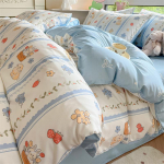 Keturių dalių grynos medvilnės mažų &scaron;viežių gėlių ra&scaron;to antklodės užvalkalo komplektas bendrabučio paklodei, trijų dalių patalynės komplektas 1.8m bed