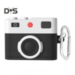Ausinių dėklo apsauginis dangtelis, atsparus smūgiams, smūgiams atsparus retro 3D fotoaparato apsauginis silikoninis dangtelis, skirtas &bdquo;AirPods 4&ldquo; A ruda