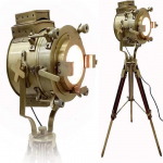 Antikvarinis teatras Jūrinis prožektorius Jūrinis medinis trikojis Retro prožektorius Studio Focus LED