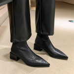 Madingi moteri&scaron;ki smailianosiai Chelsea ankle batai su vidutiniu kulnu Oksfordo stiliaus masyvūs batai 2024 m. mados tendencija Žieminiai retro bateliai Nauji Mujer ChaussureS 40 juoda