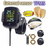 Belaidis LCD ekranas Motociklo TPMS Padangų Temperatūros Testeris Su 2 Jutikliais Dviračio Motorolerio Padangų Slėgio Stebėjimo Aliarmo Sistema External sensor