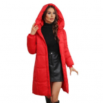Moteri&scaron;ka žieminė striukė su kapi&scaron;onu, pastorintas pamu&scaron;alas, pūkinis paltas, liekninantis liemuo, užsegama užtrauktuku L