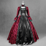 Helovino Renesanso Gotikinės Fantazijos Brokatinė Suknelė Steampunk Balinė Suknelė Teatralinis Kostiumas XXXXXL raudona
