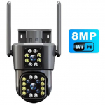 12MP 6K HD WiFi IP 8X priartinimas Trijų objektyvų apsaugos PTZ kamera Automatinis sekimas WiFi stebėjimo kameros 4K CCTV kamera 4K 8MP No Card