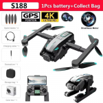Naujas S188 MAX dronas, profesionalus 8K HD dviguba kamera 5G GPS FPV be&scaron;epetėlis variklis kliūčių i&scaron;vengimo dronas vieno klavi&scaron;o grąžinimo keturkopteris 2 km žaislas 4K 1 Battery balta