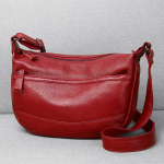 Feiya odinė moteri&scaron;ka rankinė, pirmas sluoksnis karvės oda, laisvalaikio, mink&scaron;ta oda, vidutinio amžiaus motinos rankinė, per petį, crossbody, pusmėnulio formos rankinė bordinė