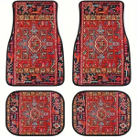Vintažinio bohemi&scaron;ko stiliaus automobilio grindų kilimėlių keturių dalių komplektas, purvui atsparus grindų kilimėlis 33 * 44cm+44*68cm