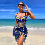 Dviejų dalių moteri&scaron;kas bikinio komplektas Push Up su gėlėmis margintas bikinis su petne&scaron;ėlėmis maudymosi kostiumėlis Brazilijos bikini maudymosi kostiumėlis S mėlyna