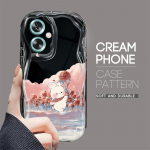 Mielas animacinių filmų ra&scaron;tų kreminės tekstūros korpusas, banguotas kra&scaron;tas, mink&scaron;tas silikoninis telefono dėklas, skirtas OPPO Reno Realme OPPO F9 Pro skaidri