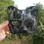 Helovinas Cosplay Fox Mask Lace Sexy Eye Mask Animal Mask Pusiau veido juoda