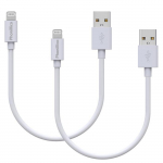 2 laidai 20 cm USB Lightning baltas įkroviklis iPhone 14 / 13 / 12 / 11 / SE / X / XR / 7 / 8 / 6 / 5 / AirPods Phonillico