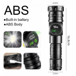 Baltas lazerinis LED žibintuvėlis su priartinimo funkcija, COB &scaron;onine &scaron;viesa, įkraunamas per USB, žibintas su magnetu gale, su ekranu, ilgo nuotolio lempa Style A-No Battery