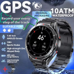 2025 Naujas dviejų dažnių palydovinis GPS i&scaron;manusis laikrodis vyrams 1,43'' AMOLED ekranas kompasas &scaron;irdies ritmas BT skambutis IP69 vandeniui atsparus laikrodis plaukimui Steel Belt juoda