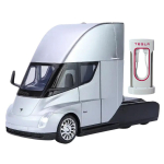 Tesla Semi elektrinis sunkvežimis 1:24 mastelio lieto lydinio traukiamas modelinis automobilis - Sidabrinis gray