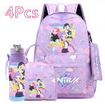 4 vnt./rinkinys Animacinis KPOP spausdintas Kuprinė su Rankine Pie&scaron;tukine 750ml Vandens Buteliuku Paaugliui Berniukui Mergaitei Didelės Talpos Knygų Krep&scaron;ys Mokyklinė Kuprinė Mochila