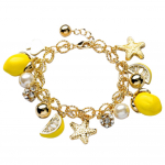 Deimantiniai papuo&scaron;alai Kūrybingi vasaros paplūdimio moterų dirbtinių perlų jūros žvaigždžių citrinų žavesio apyrankė one size