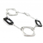 Les Tr&eacute;sors De Lily [I1134] - Bracelet Acier 'Chor&eacute;graphie' noir argent&eacute;