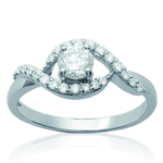 Bague Argent 'Scarlett' blanc argent&eacute; (rhodi&eacute;) - 9 mm