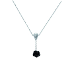 Les Tr&eacute;sors De Lily [J0048] - Collier Argent 'T&ecirc;te de Mort' fleur noire (rhodi&eacute;) - 35x11 mm