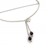 Les Tr&eacute;sors De Lily [K0289] - Chaine de taille 'Scarlett' noir argent&eacute; juoda