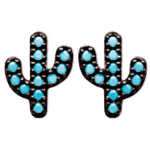 Les Tr&eacute;sors De Lily [N7130] - Boucles Argent 'Cactus' turquoise noir (rhodi&eacute;) - 7x7 mm