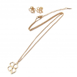 Les Tr&eacute;sors De Lily [P5055] - Parure collier + boucles acier 'Tr&egrave;fle' dor&eacute; ros&eacute; (gold pink) auksas