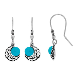 Les Tr&eacute;sors De Lily [Q0550] - Boucles Argent 'Navajos' turquoise argent&eacute; - 9 mm