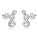 Les Tr&eacute;sors De Lily [Q7028] - Boucles Argent 'Sissi' blanc argent&eacute; (rhodi&eacute;) - 6x2 mm balta