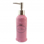 Les Tr&eacute;sors De Lily [P5686] - Distributeur de savon c&eacute;ramique 'Le Bain' rose (r&eacute;tro) - 20x6. 5 cm ry&scaron;kiai rožinė