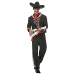 Vyri&scaron;ki Mariachi kostiumai suaugusiems, tradicinis mirusiųjų dienos kostiumas, Helovino kosmetikos apranga L juoda
