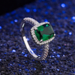SACE GEMS Klasikinio vario lydinio cirkonio žiedas Moterų papuo&scaron;alai Vestuvių pažado vakarėlio dovana 6 žalia
