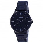 Casio juodas ciferblatas nerūdijančio plieno analoginis MTP-VT01B-1B MTPVT01B-1B vyri&scaron;kas laikrodis