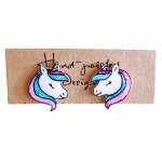 Les Tr&eacute;sors De Lily [R7908] - Boucles d'oreilles artisanales 'Comptines' licorne - 12 mm