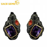 SACE GEMS Klasikiniai vario lydinio cirkonio auskarai moterims Vestuvių dovanos violetinė
