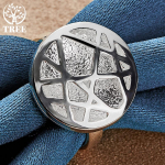 925 sterlingų sidabro papuo&scaron;alai su apvaliu žiedu 7#