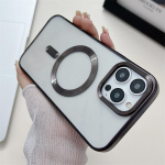 prabangus Golden Shield galvanizuotas magnetinis belaidžio įkrovimo dėklas, skirtas iPhone 14 13 12 11 Pro Max apsauga nuo kritimo iPhone 14 Pro Max juoda