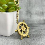 Brass Ship Wheel Key chain Gold Finish Necklace Pendant Charm  Vintage Nautical Style Jewellery Captain, Pirate,