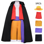 Anime Wano &Scaron;alis Beždžionė D. Luffy Cosplay Kostiumas Tran&scaron;ėjos Paltas &Scaron;ortai Skrybėlė Uniformos Rinkinys Helovino Vakarėlis Animacinis Kimono Kostiumai L-Full sets