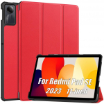 Itin plonas odinis dėklas, skirtas Xiaomi 5/6 Pro Redmi Pad SE 2023 11 colių 10,6 apsauginis dėklas su stovo automatinio pažadinimo / miego plan&scaron;etinio kompiuterio smūgiams atspariu dangteliu Redmi Pad SE 11inch raudona