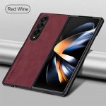 Avikailio odinis dėklas, skirtas Samsung Galaxy Zfold4 Zfold3 Zfold Z Fold 5 4 3 Fold5 Fold4 Fold3 5G Silikoninis smūgiams atsparus buferio dangtelis For Samsung Z Fold4 vyno raudonos spalvos