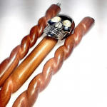 Victorian Brass Wooden Silver Human Skull Handle Design Folding Walking Stick 93.98 cm Handcrafted Walking Cane Gift