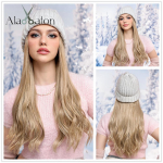 Blonde Unicorn Hat perukai Kepuraitė su plauku Ombre Ruda Blond Color Connect Sintetiniai plaukų priauginimai Moterims Kasdienis Vakarėlis Auk&scaron;ta temperatūra